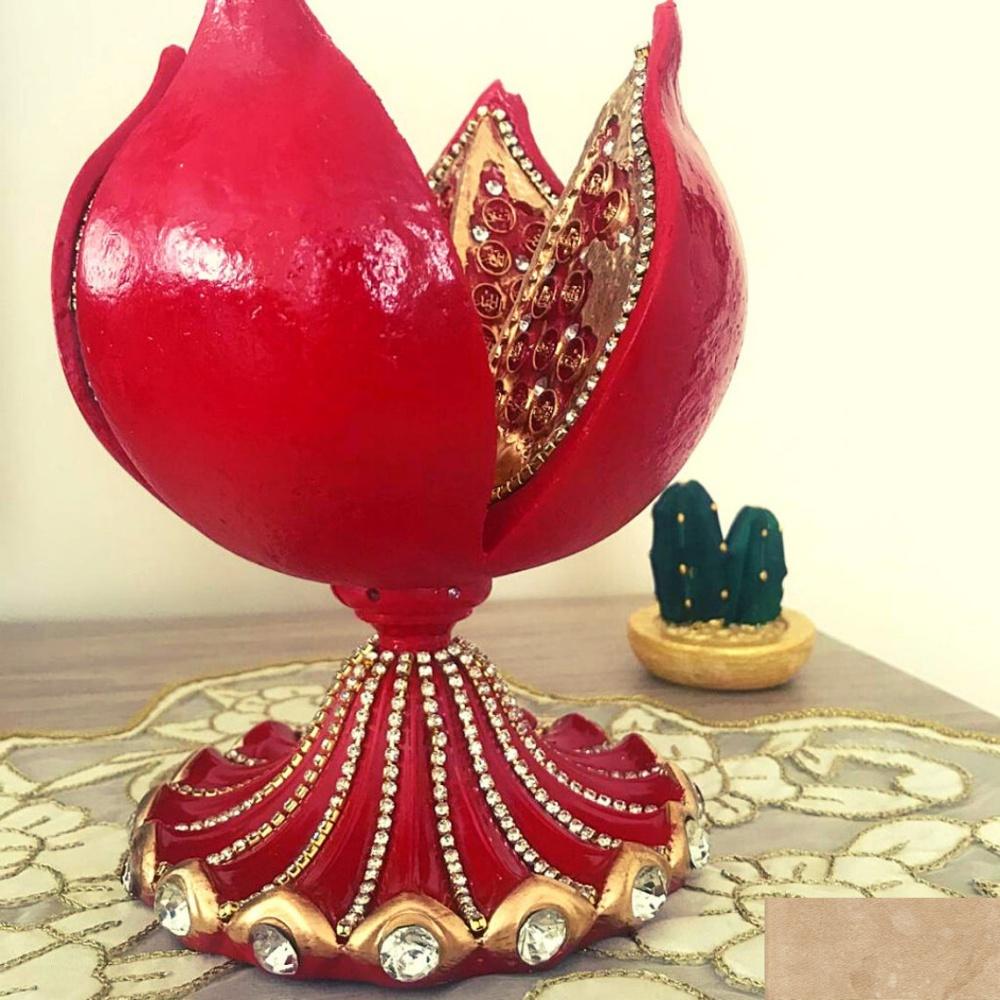 Asmaul Husna Embroidered Islamic Figurine | Symbol of Fertility Pomegranate Shape Statue | Islamic Living Room Decor | Islamic Table Decor