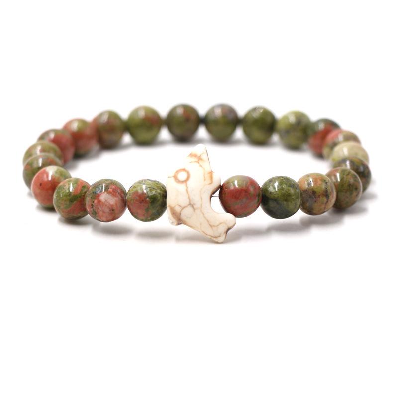 Naturstein Armband Mode Männlich Weiblich Delphin Stretch Paar Armband