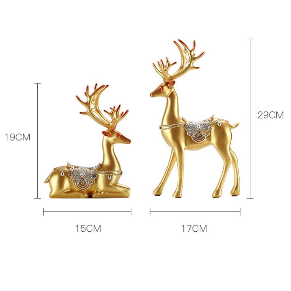 2pcs Modern Couple Deer Ornaments Minimalist Animal Sculpture Miniatures Figurine  Bedroom