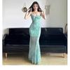 Women's Summer Temperament Waist Seaside Temperament Printed Mesh Suspender Dress Fake Hip Wrap Fish Tail Long Skirt
