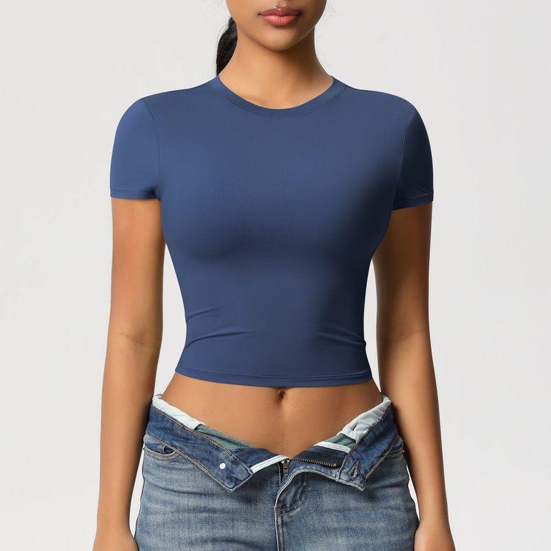 Double-Sided Nylon Tight Quick-Drying Exercise Short Sleeves T-shirt Pilates Tops Running Workout Clothes Yoga Clothes Short Sleeve Women