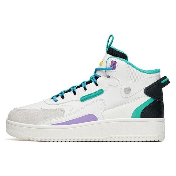 

New Anta Thermal, Slip Resistant, And Abrasion Resistant Coverage Mid Top Skateboard Shoes Men s White Black Green 112148013R-1 40.5