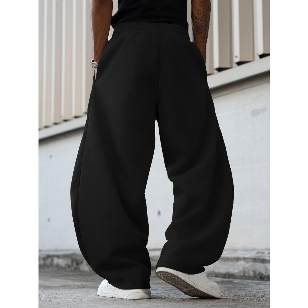 Men's Casual Sports Pants Loose Fit Everyday Athletic Leisure Trousers Drawstring and Side Pockets