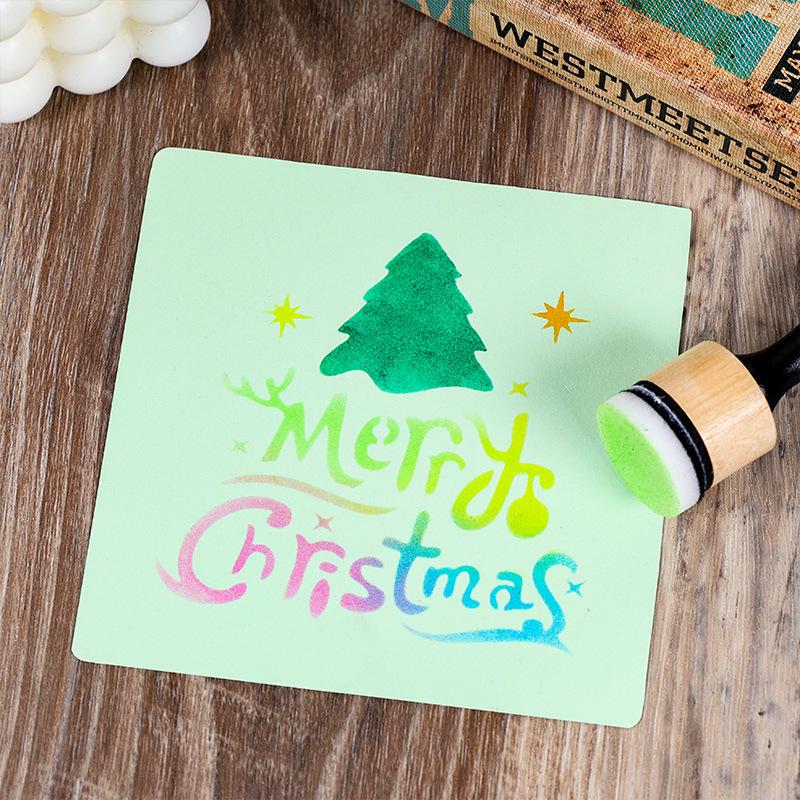 Wooden Handle Sponge Ink Pad DIY Coloring Tool Set