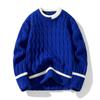 Sweater Plus Velvet Men's Knitted Sweater Fake Two-piece Trendy Loose Autumn and Winter Round Neck Casual