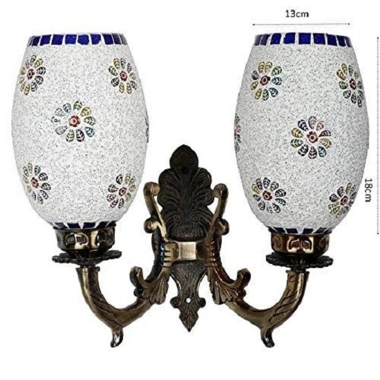 Double Dome Glass Wall Lamp for Living & Home Decoration Turkish Lamp (Multicolour, Bulb Not Included); Made In India