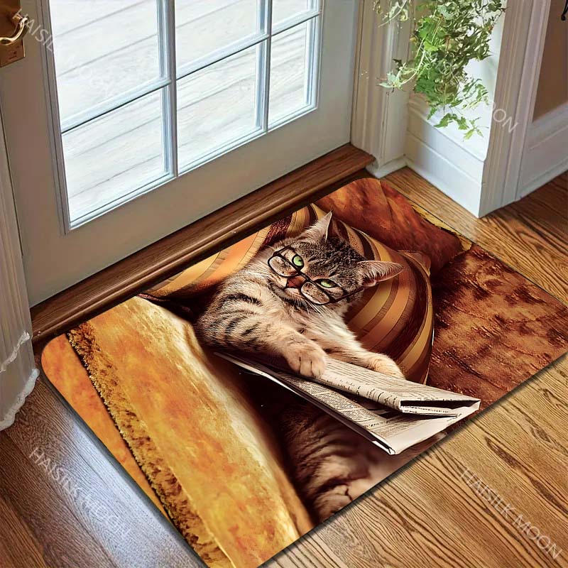Cat Reading Newspaper on The Sofa Carpet for Living Room Bedroom Sofa Home Decor Non-slip Floor Mat Modern Rugs Luxury Gifts