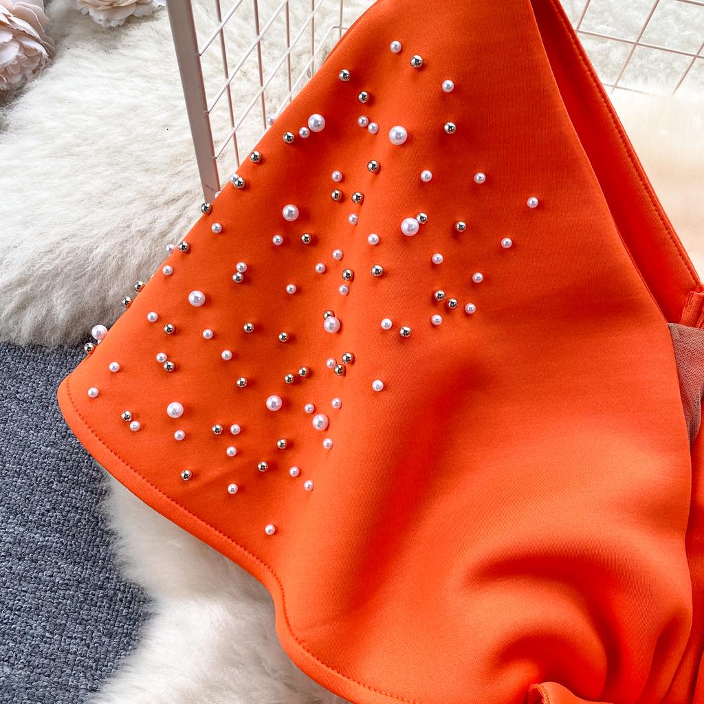 Luxus V-Ausschnitt Elegante Designerkleider Pailletten Party Abendkleid Frauen Bodycon Y2k Midi Perlen