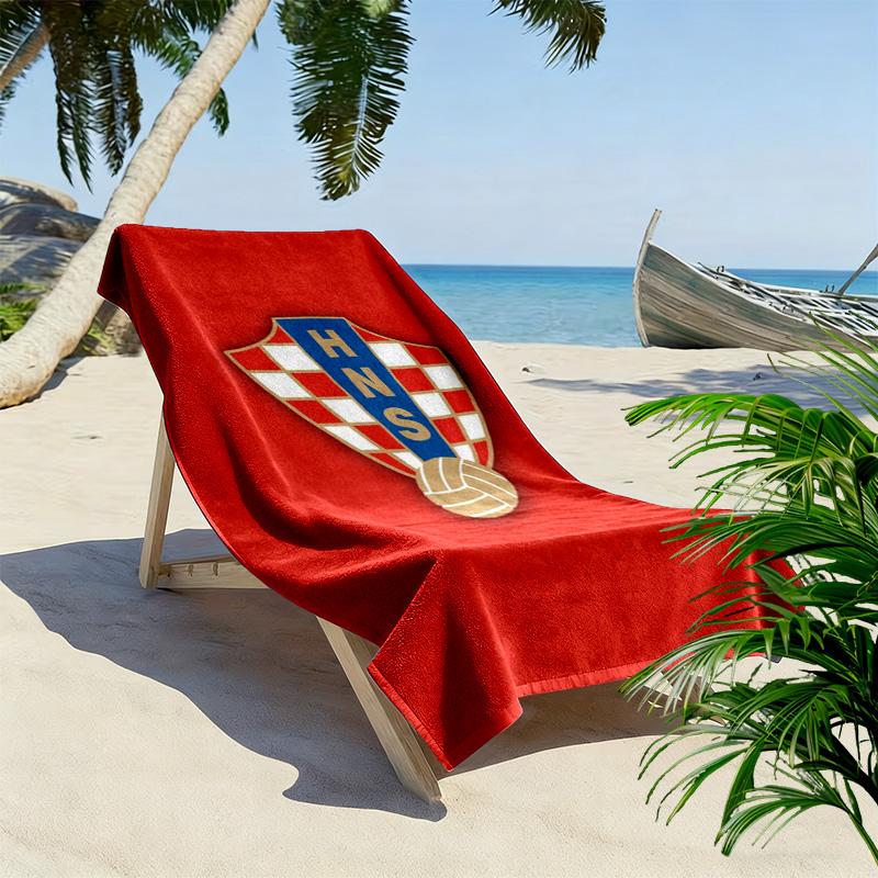 Kroatischer Fußballverband HNS Strandtuch zum Bedrucken, Großes Weiches Schnelltrocknendes Handtuch für Strand Camping Schwimmen