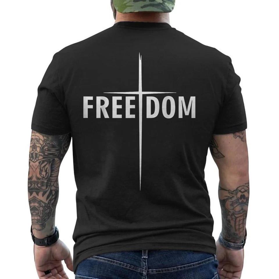 Freedom Cross Jesus T-Shirt Bible Inspired for Christian On Back XXL