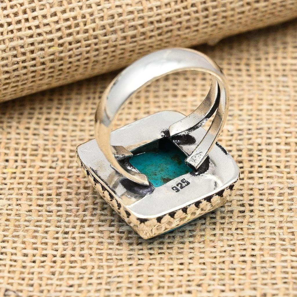 Dornröschen Türkis Edelstein handgemachter Schmuck 925 Sterling Silber Ring