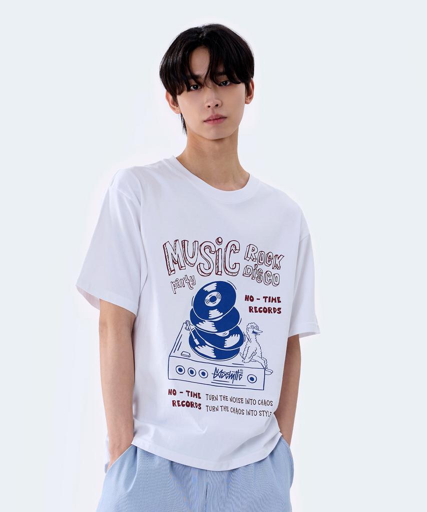 Yosemiti Music Pop Print Short Sleeve T-Shirt White Yt-3Y18