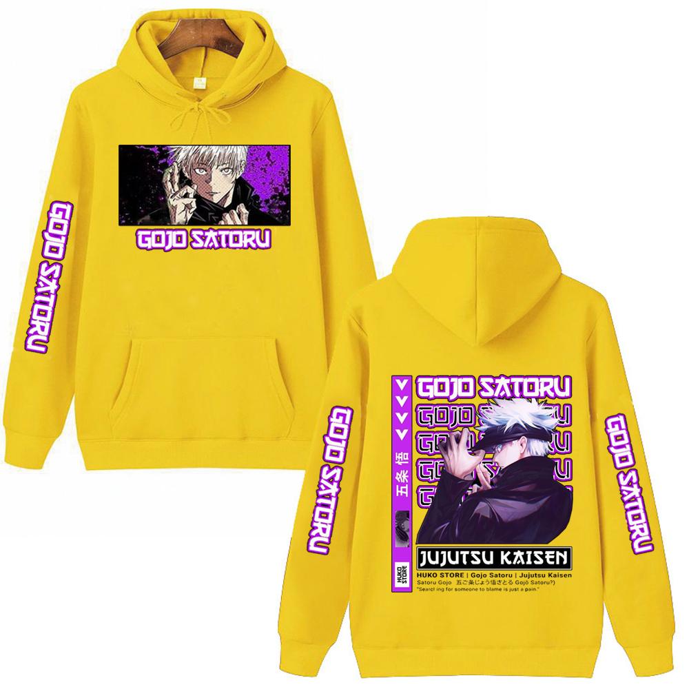 Jujutsu Kaisen Satoru Gojo Anime Grafik Hoodies Vintage Übergroßer Kapuzenpullover Lässige Langarm Kapuzenpullover Männer Frauen Kleidung