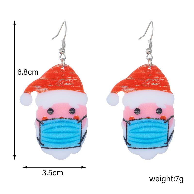 Christmas acrylic earrings with masks, Santa Claus cartoon cute and funny earrings