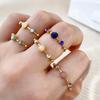 CARLIDANA French Style Light Luxury Gold Plated Stainless Steel Pendant Ring Colorful Natural Stone Open Finger Ring Women