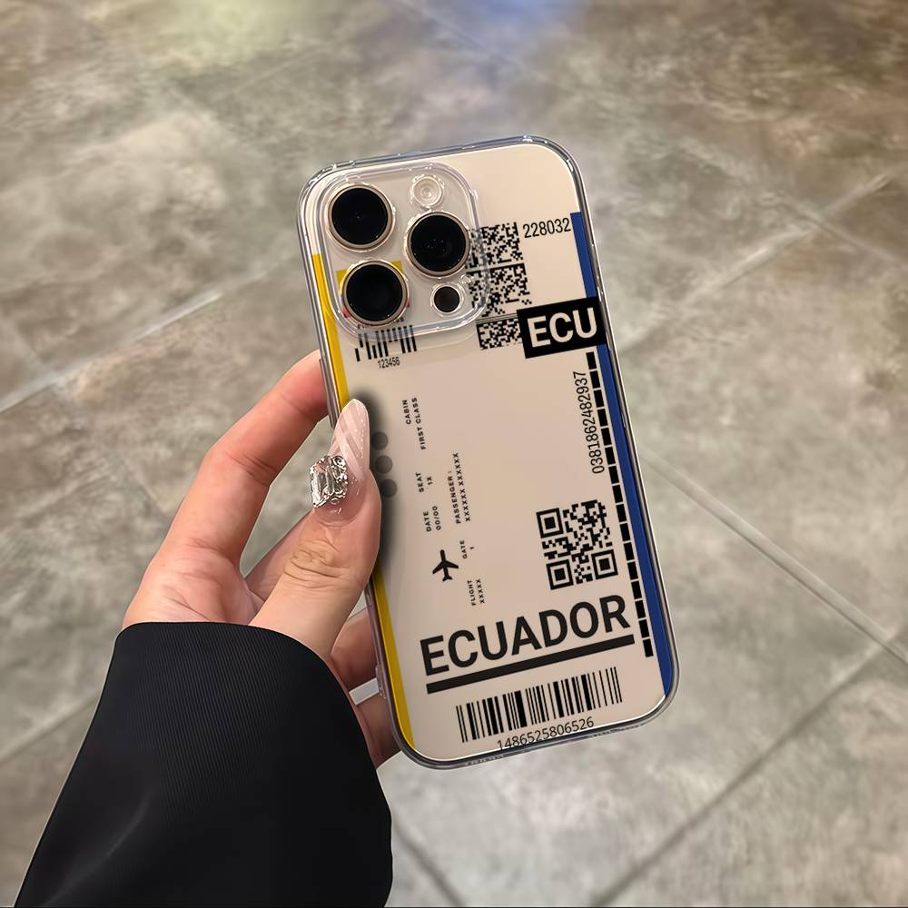 Funny World City Tourist Ticket Label Phone Case For iPhone 17 16 15 14 13 12 11 Pro Max Plus Mini Clear Soft Shell Thin Tpu