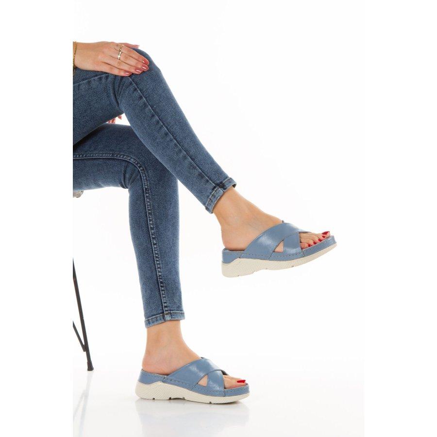 

Women s Genuine Leather Anatomical Comfortable Casual Summer Slippers Clogs 36 джинсовий синього кольору