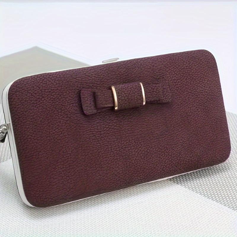 

1pc Bow Decor Phone Wallet - Wallets with Card Slots, Zipper Pocket, and Stylish Design for Fashionable Users фиолетовый