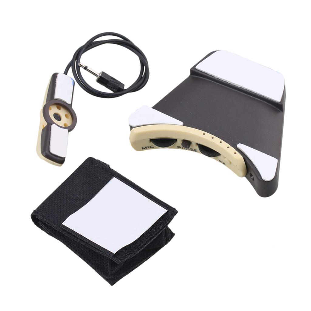 Yibuy 55mm Black Plastic and Metal Microphone Equalizer Piezoelectric Pickup for Acoustic Guitar Tuning, Classical Folk Music, with Adjustable Button