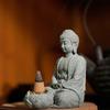 Meditating Buddhas Figurine Stone Sculpture with Tealight Holder Meditation Statue Garden and Indoor Decoration