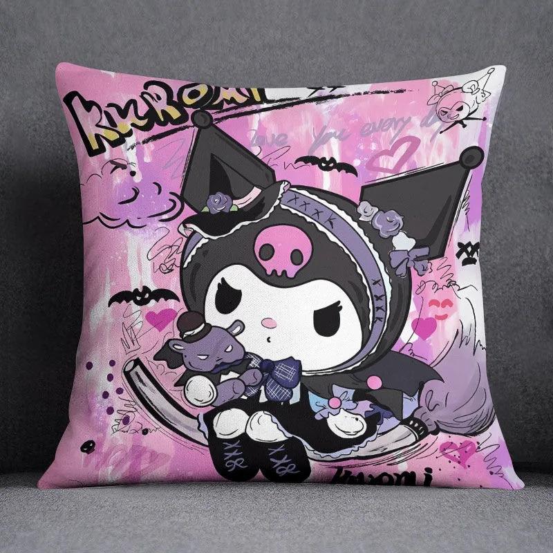Cartoon Sanrio Pillow Cover Hello Kitty Kulomi Living Room Sofa Cushion Cover Bedroom Home Decoration Child Room Decoration