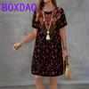 Street Fashion Color Gradient Printed Mini Dress For Women Clothing Summer New Short sleeve O-Neck Loose Casual A-Line Dress 3XL