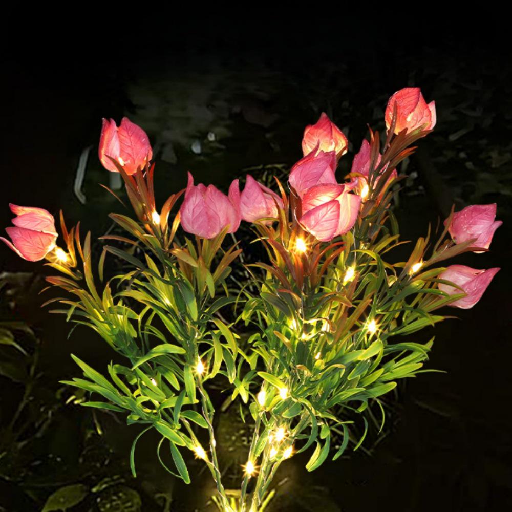 Waterproof Solar LED Gardenia Flower Lamp: Outdoor Decorative Lawn & Garden Light Warm Light розовый