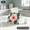 1pc Tissue Box, Tropical Botanical Hibiscus Blooms Vibrant Pattern, 2D Flat Printing, Keeps Dust Out, Strong And Firm, Tissue Container, for Guest Roo