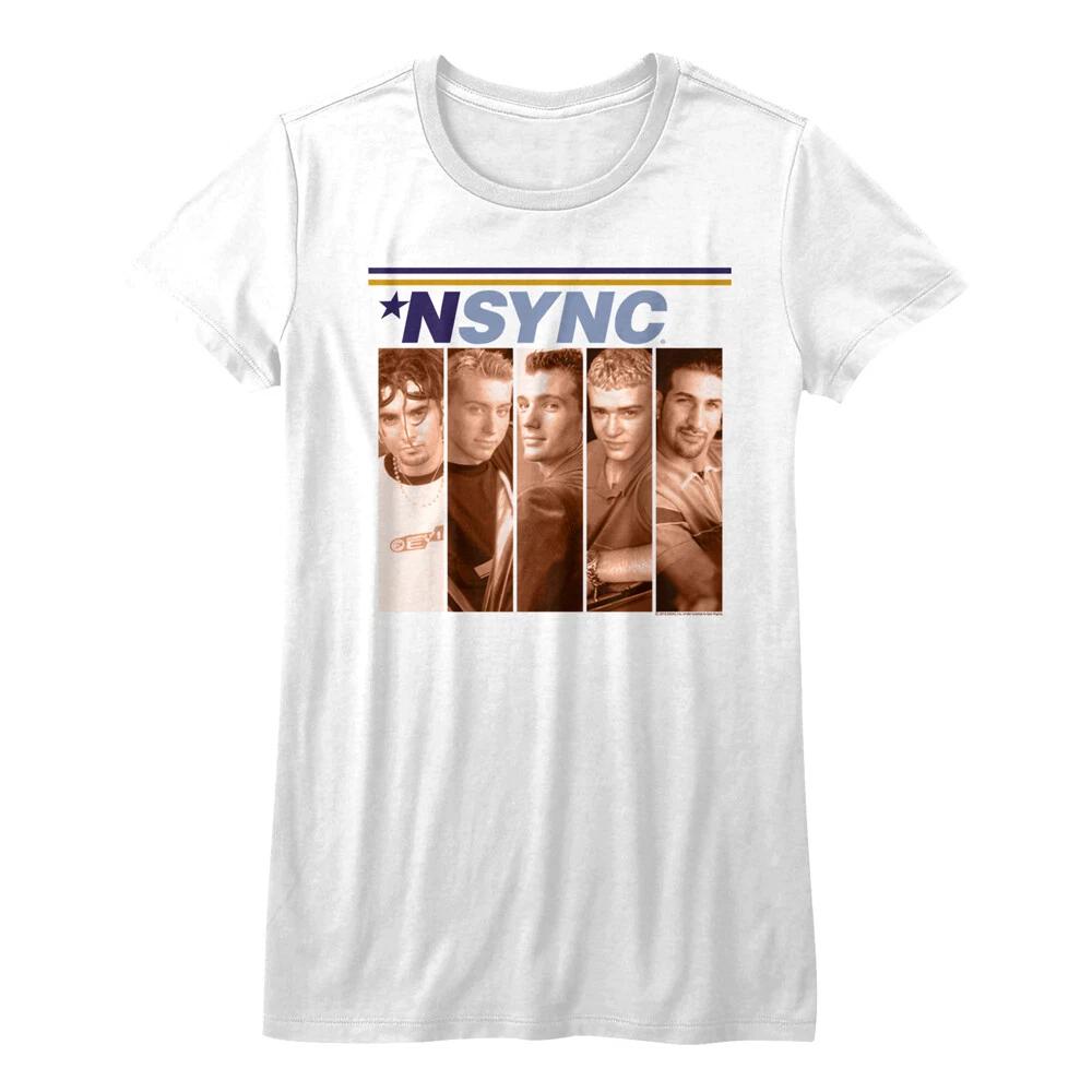 N-Sync Boy Band Group Blocked Photo Women s Fitted T Shirt Dance Pop Music 2XL