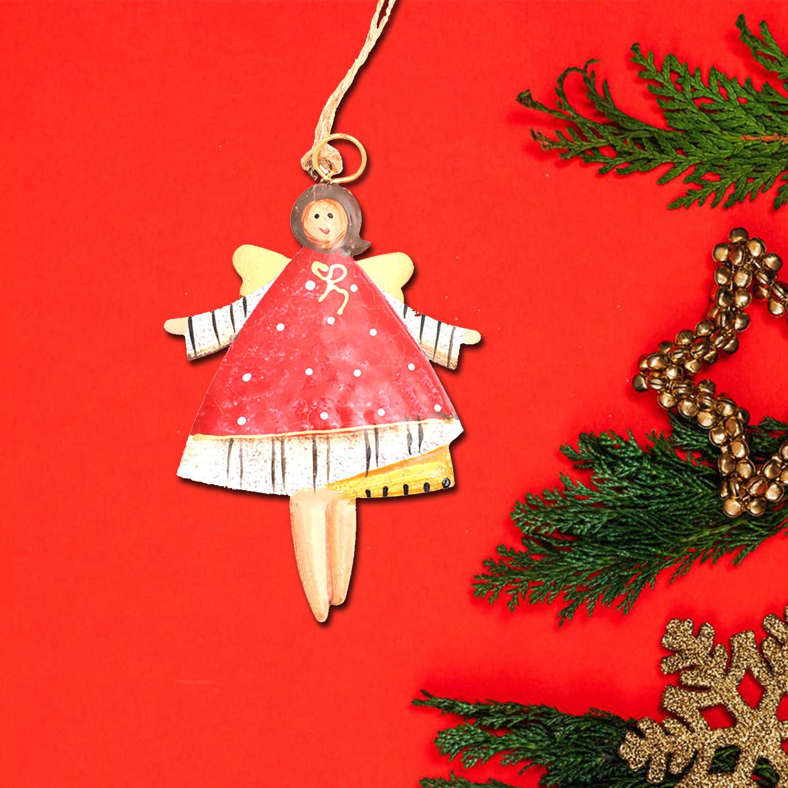 

Різдвяні металеві кутові ялинкові прикраси, кольорова дівчина, маленький янгол із висячими шнурками для ялинкових прикрас