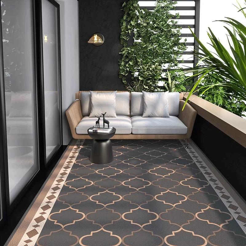 Vintage Plaid Kitchen Rug Geometric Carpets for Living Room Bedroom Decoration Waterproof Home Balcony Bathroom Floor Mat Decor