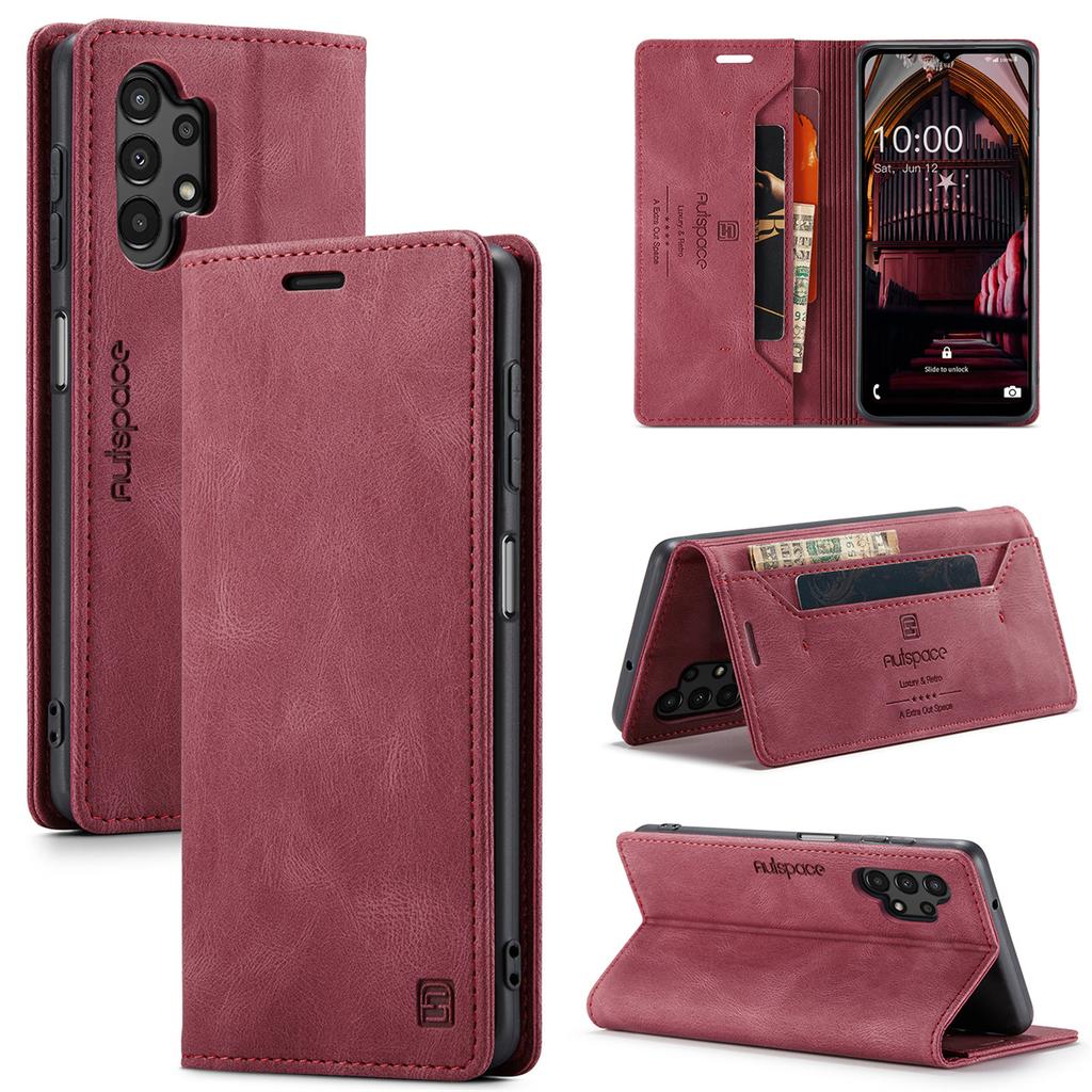 Premium Vintage Leather Wallet Case for Samsung Galaxy A14 4G/5G - RFID Protection Flip Cover with Card Slots, Shockproof Retro Style (4 Colors)