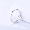 S925 Sterling Silver Heart-Shaped Open Ring Korean Style Sweet Rhinestone Heart-Shaped Female Silver Jewelry