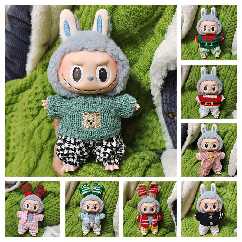 1Pc Outfit Accessories For Labubu Idol Dolls Sweater Closure Pants Clothing Diy Kid Gift 15Cm Cute Mini Plush Doll'S Clothes