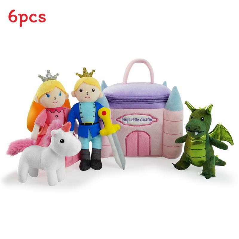 Plush Castle Princess And Dinosaur Toy Set For Kids Educational Playroom Decor