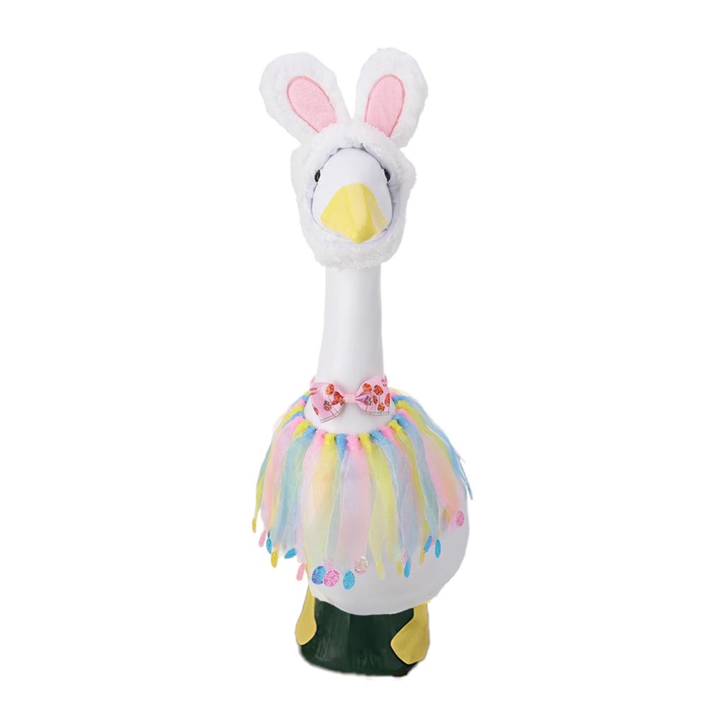 Easter Porch Geese Dress Costume Includes Hat Bowtie and Dress Festival Geese Statue Clothing for Garden Yard Decoration
