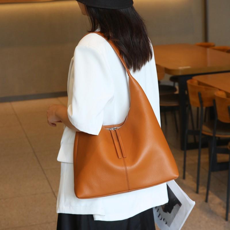 Natural Falling Cowhide Tote Bag Women s Armpit Large-capacity Shoulder Authentic Leather All-matching 35x10x25cm