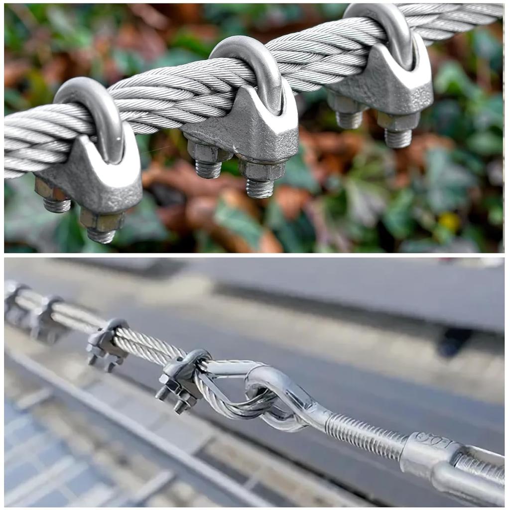 1-10pcs Stainless Steel U-Type Cable Clamp M5 M3 Steel Wire Rope Clip U Bolt Saddle Fastener Clothesline Tightener Hardware Tool
