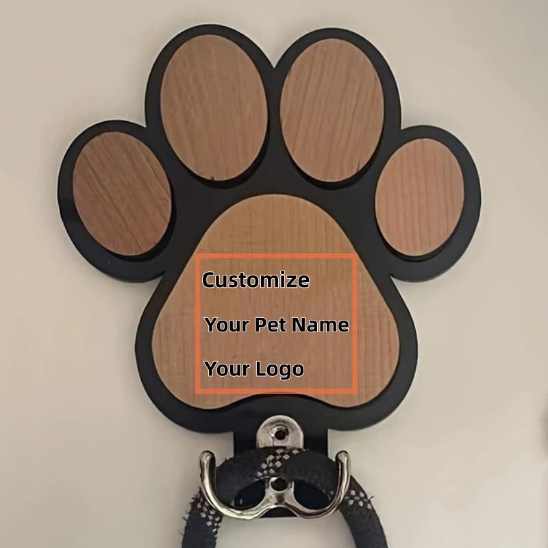 Custom Wooden Paw Print Dog Leash Hanger Wall Hook - Claw Design Coat & Collar Holder for Dog Lovers Unique Pet Gift