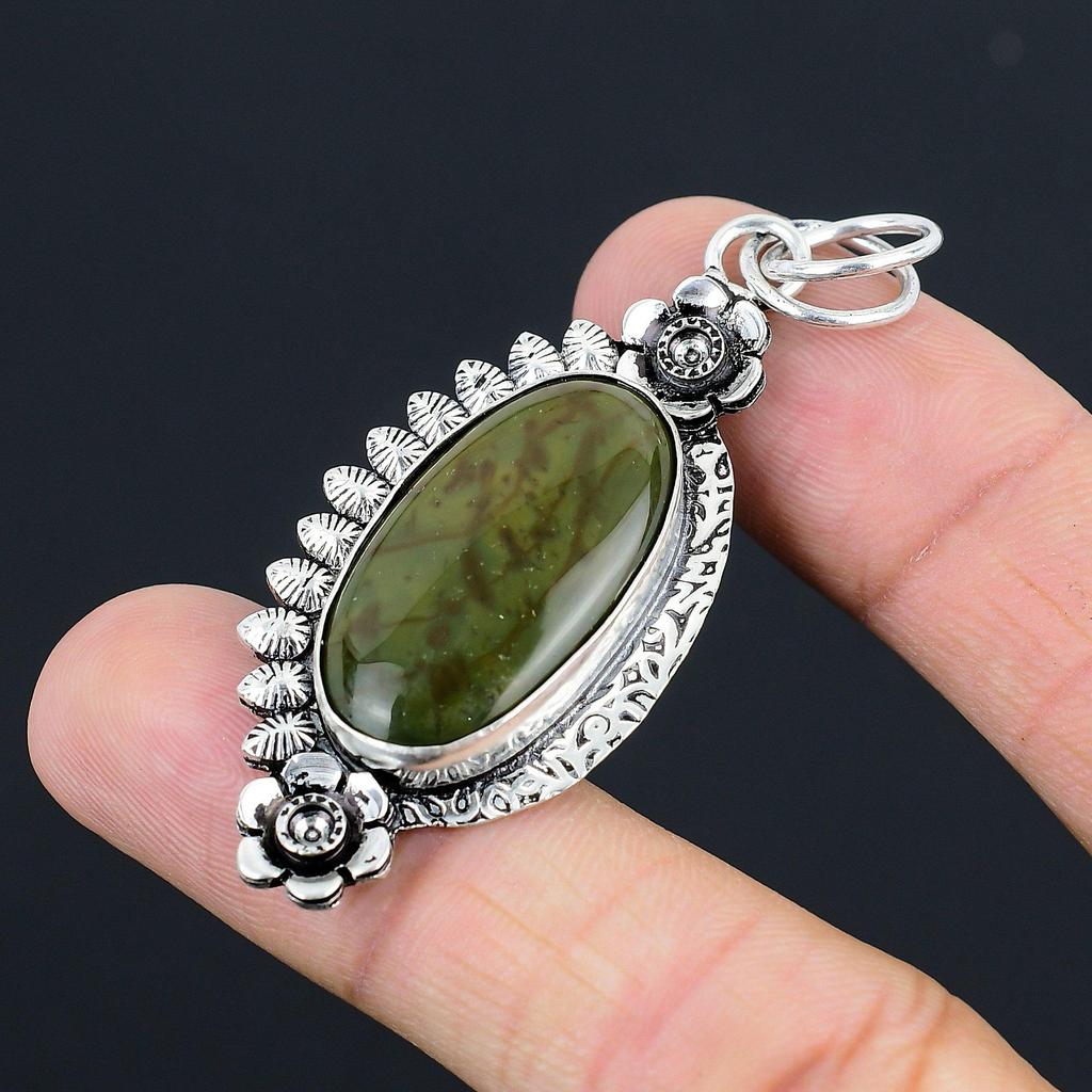 Döttrarnas dag-erbjudande Flerfärgad Jaspis Ädelsten Blomma Hänge 925 Sterling Silver