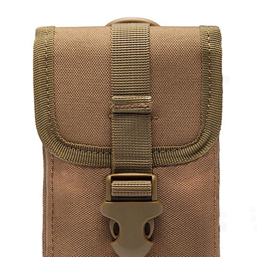 Military Mobile Phone Bag Leisure Nylon Waterproof Multifunction Phone Waist Pack for Outdoor Sports Khaki