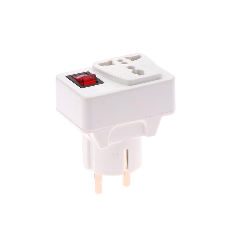 Eu 250V 10A Universal Adaptor Socket Portable White Extension Outlet Extend Converter Plug Socket With On Off Red Light Switch