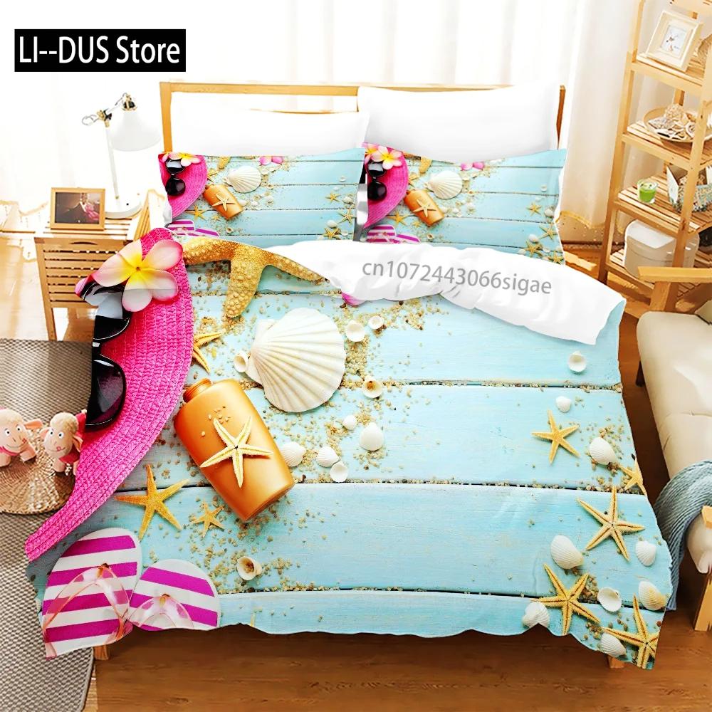 Summer Bedding 3d Printed Set Fashion Kids Adults Duvet Cover Set Pillowcase Cute Funny Bedclothes Blue Home Textile