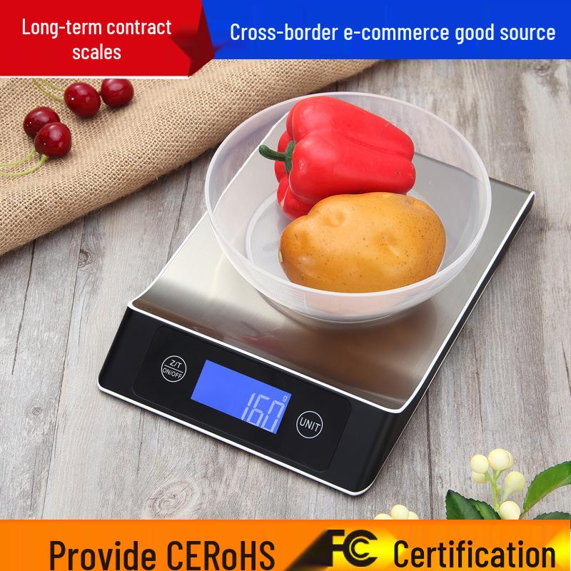 Stainless Steel Kitchen Scale, High-Precision 15kg for Baking and Food.