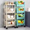 Multi-layer Kitchen Storage Rack: Multi-functional Vegetable, Fruit, and Snack Basket Trolley.