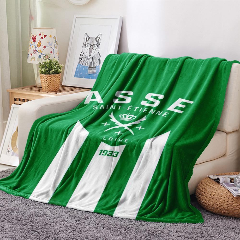 1Pc AS Saint-Étienne Print Flannel Blanket High Quality Warm Comfortable Cover for All Seasons Perfect for Gifts Home Decor