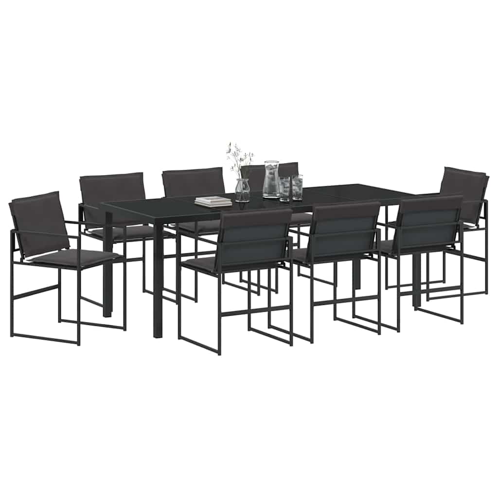 Garden Dining Set 9 pcs Black 200 x 80 x 73 cm