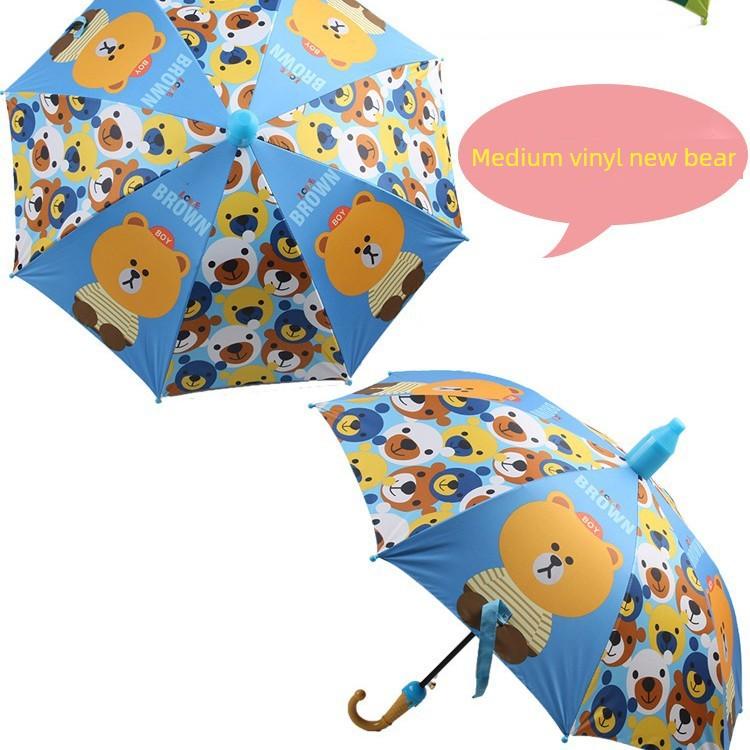Children's Umbrella, Black-Coated Straight Automatic Umbrella, Student Umbrella for Sun and Rain, Black-Coated Sun Protection, Plus Features