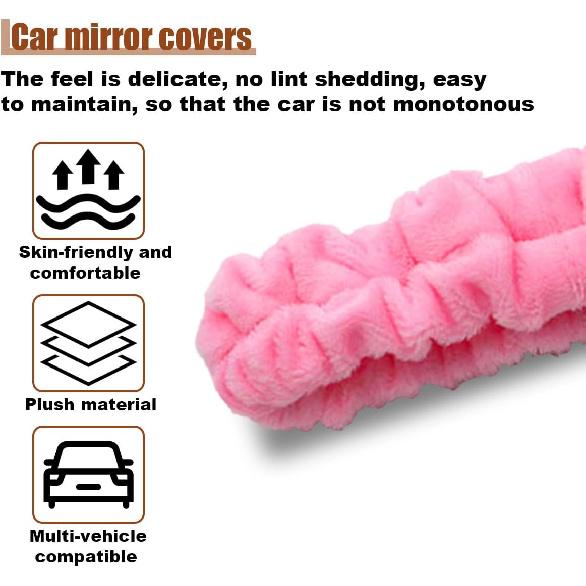 Elastic Plush Auto Rear View Mirror Protector - Stretchy Comfortable Car Rearview Mirror Cover - Automotive Interior Rearview Mirror Decorations -
