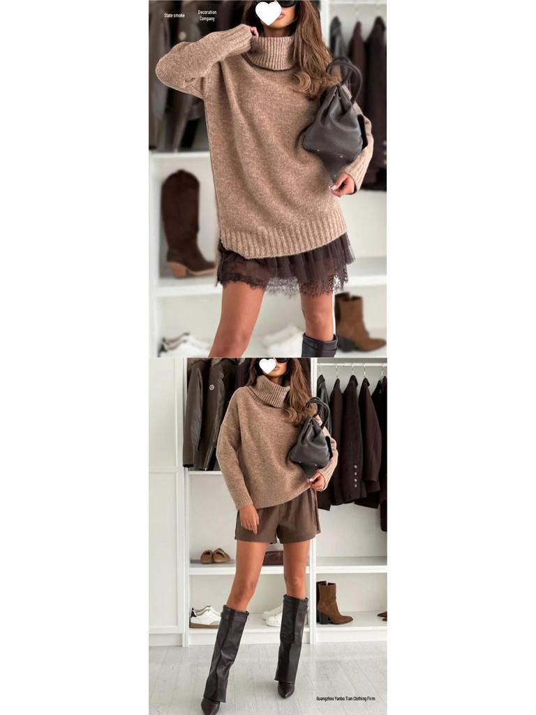 2026 Women's Winter Woolen Top & Dress Set - New Solid Color